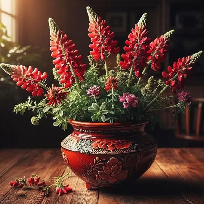 Red Dwarf bonnet Flower Seeds for Planting heirloom & Non-GMO Seeds Dhara Seeds