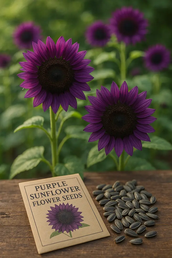 Purple Sunflower Seeds for Planting – Unique Garden Blooms, Easy to Grow, Non-GMO Heirloom Seeds Dhara Seeds