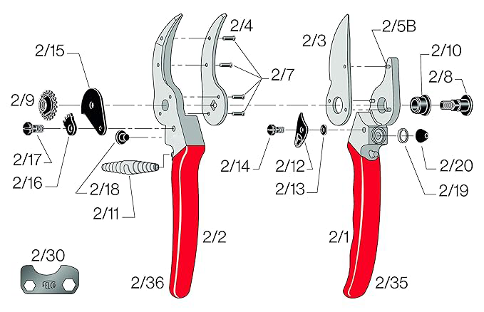 Classic Manual Hand Pruner, Model F-2, Red