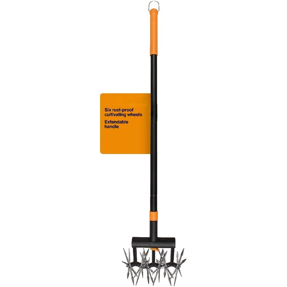 Tiller Cultivator Hand Tool - Extendable 40"-60" Telescoping Rotary Soil & Lawn Cultivator