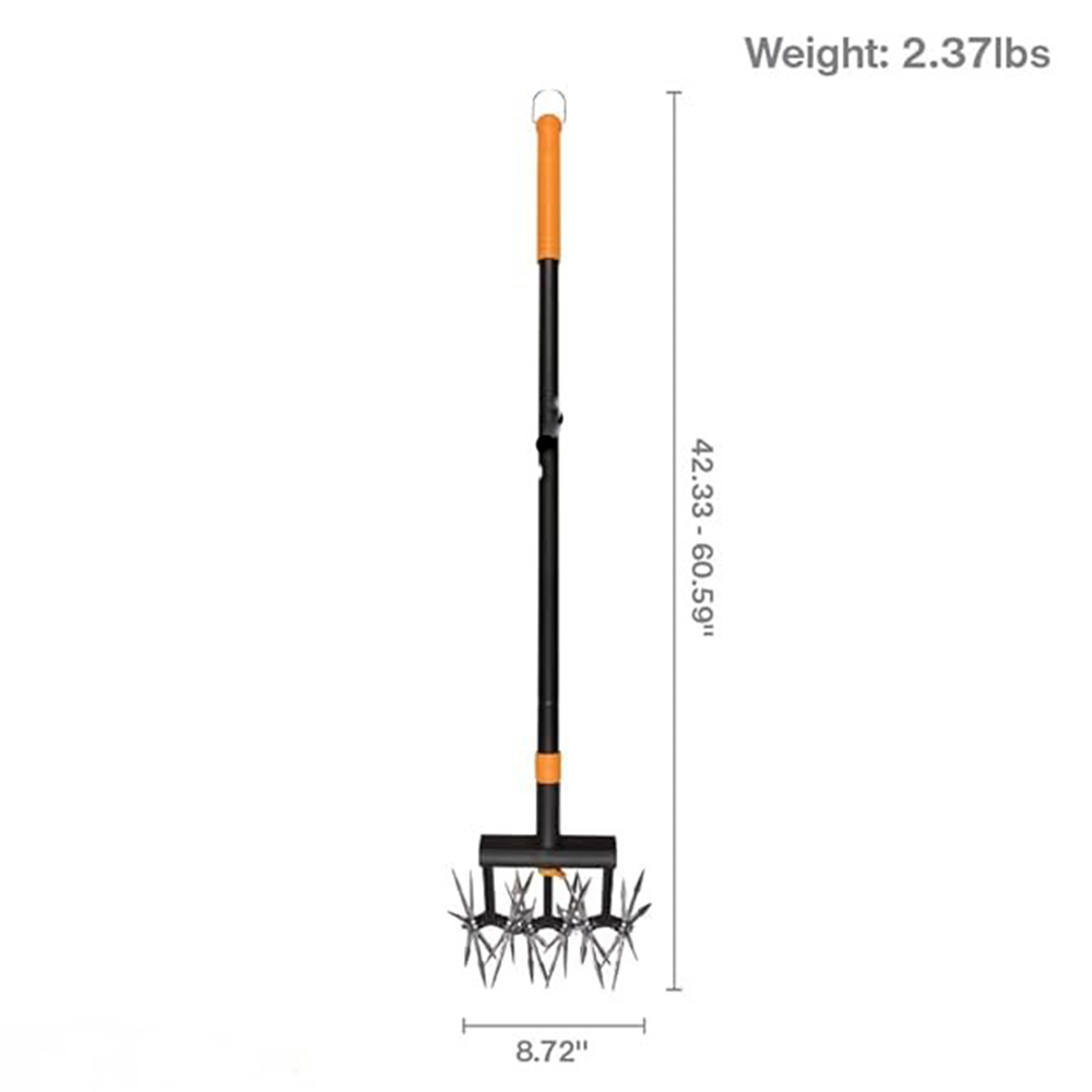 Tiller Cultivator Hand Tool - Extendable 40"-60" Telescoping Rotary Soil & Lawn Cultivator