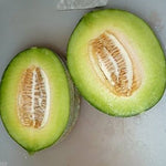 Sliced Santa Claus Melon with white, sweet flesh, ready to eat, Best Melon Seeds