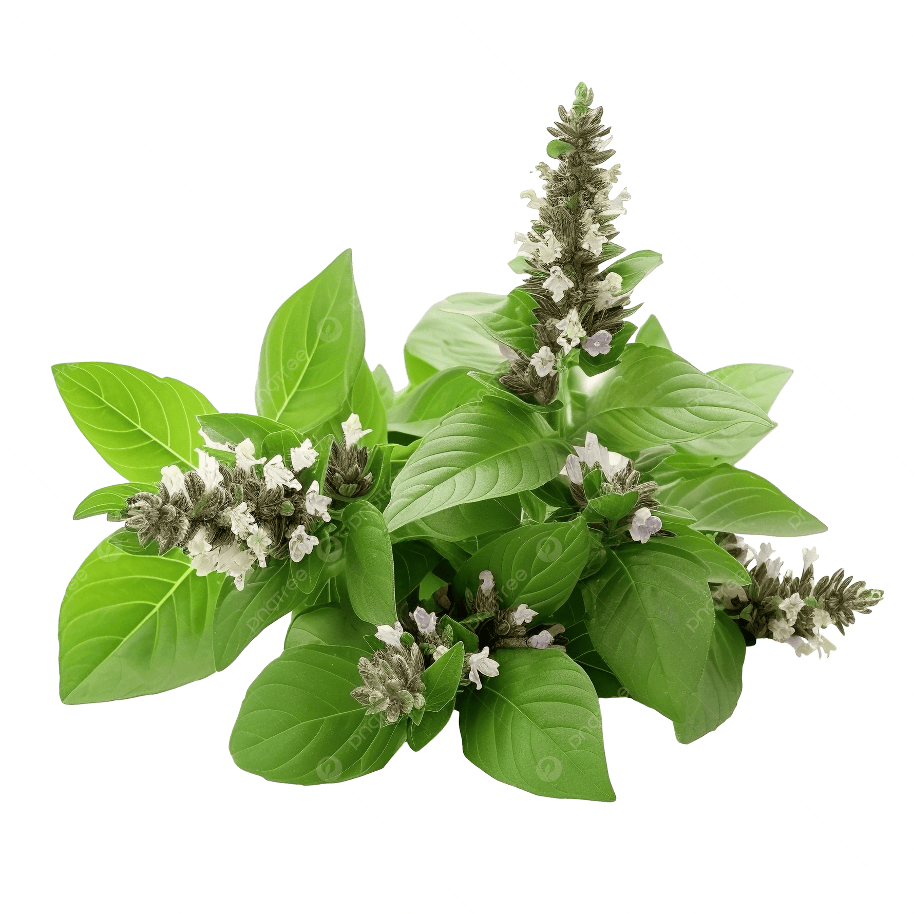 Ocimum Sanctum Herb Plant with Fragrant Green Leaves