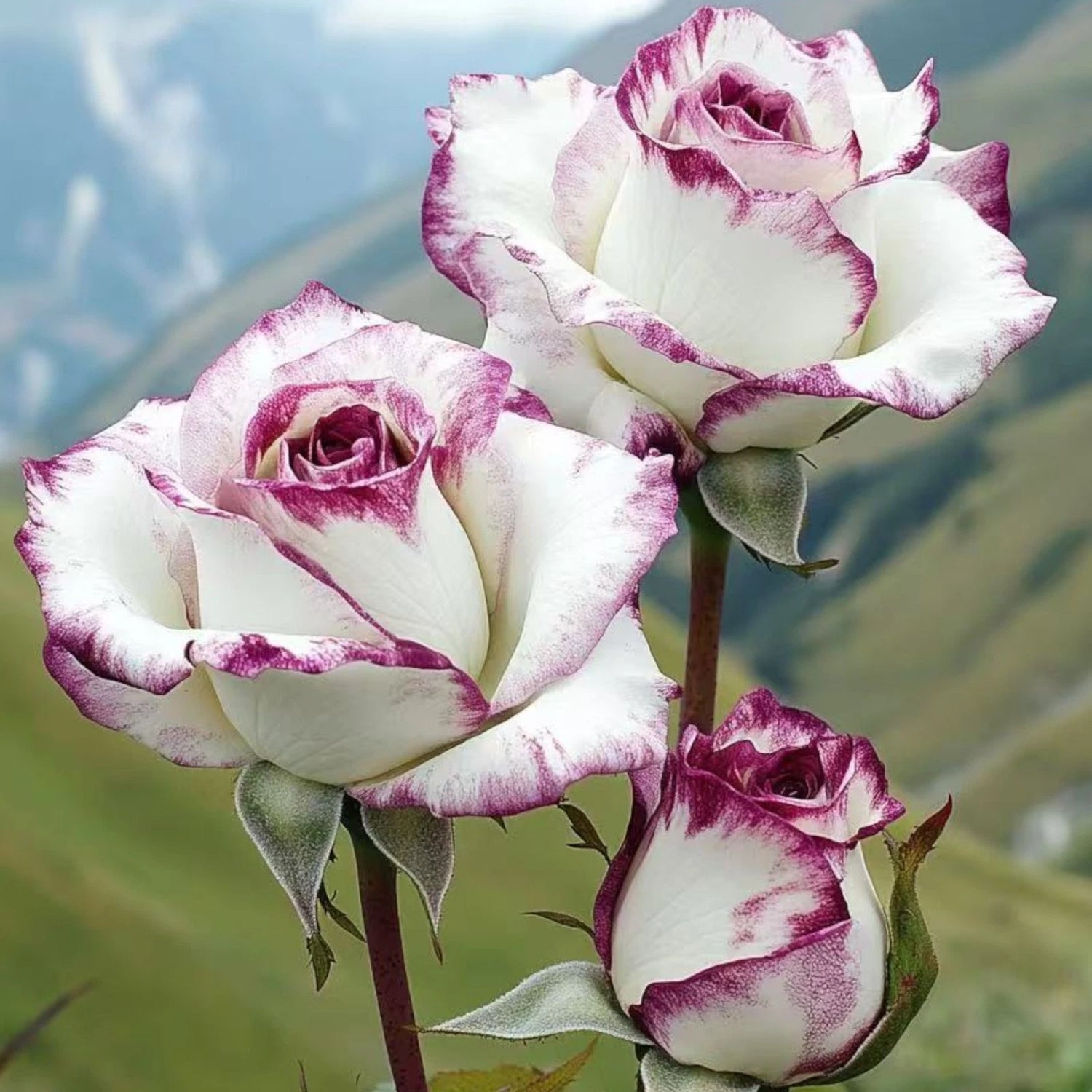 Speckled Purple & White Rose Seeds Unique Striped Blooms for Elegant Gardens – Heirloom, Non-GMO, High Germination Organic Garden Seeds