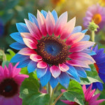 PCS Twin Blossom Blue Over Pink Sunflower Seeds heirloom non-GMO seeds