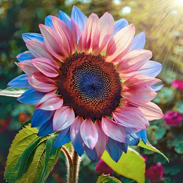 PCS Twin Blossom Blue Over Pink Sunflower Seeds – Heirloom, Non-GMO, High Germination Organic Garden Seeds