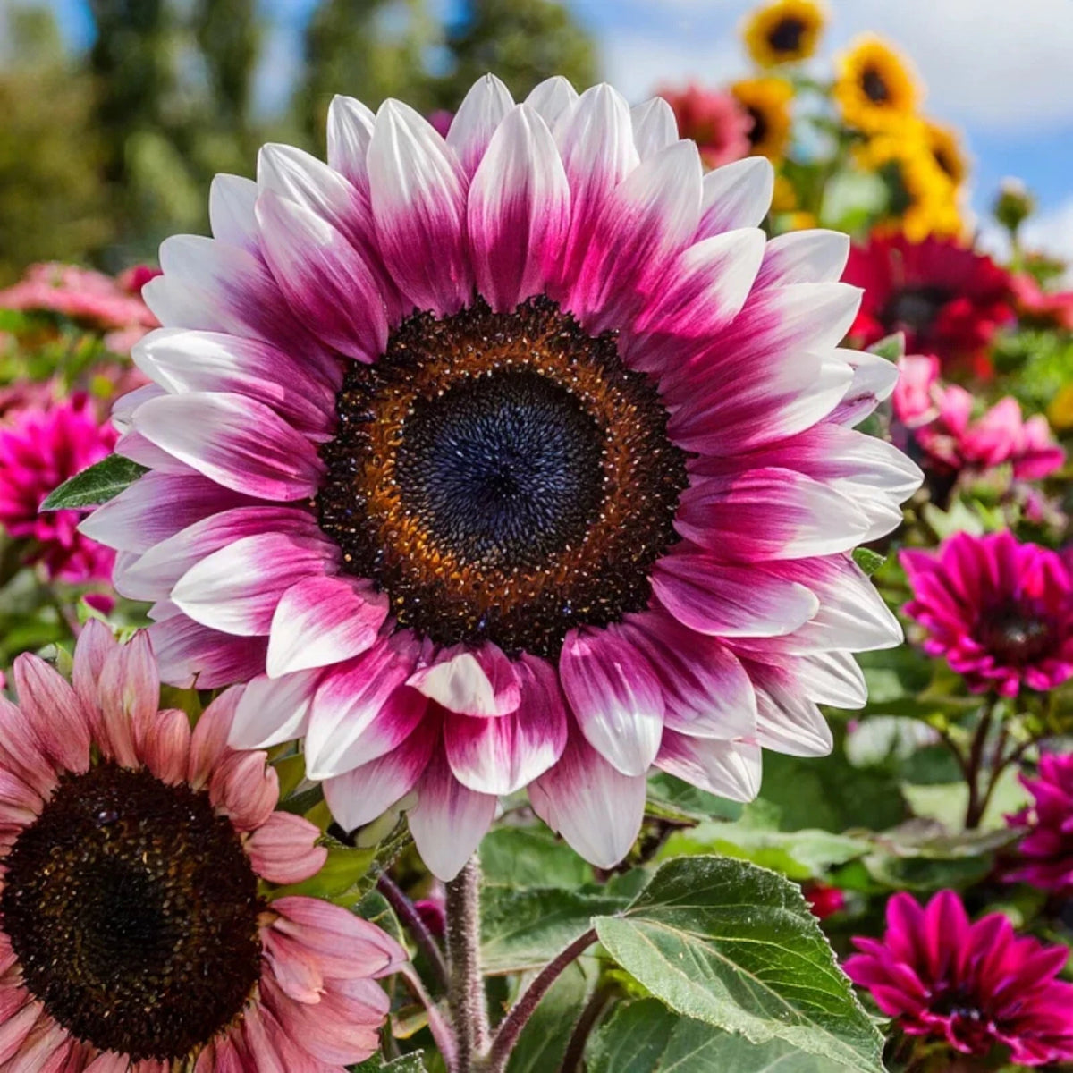 Strawberry Blonde Hybrid Sunflower Seeds - Variety Helianthus annuus heirloom non-gmo seeds