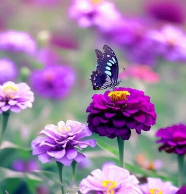 Zinnia Seeds for Planting Purple Prince Flower Seeds for Planting Non -GMO Butterflies – Heirloom, Non-GMO, Easy to Grow, Annual Blooms seeds for planting in home garden – heirloom, non-GMO variety